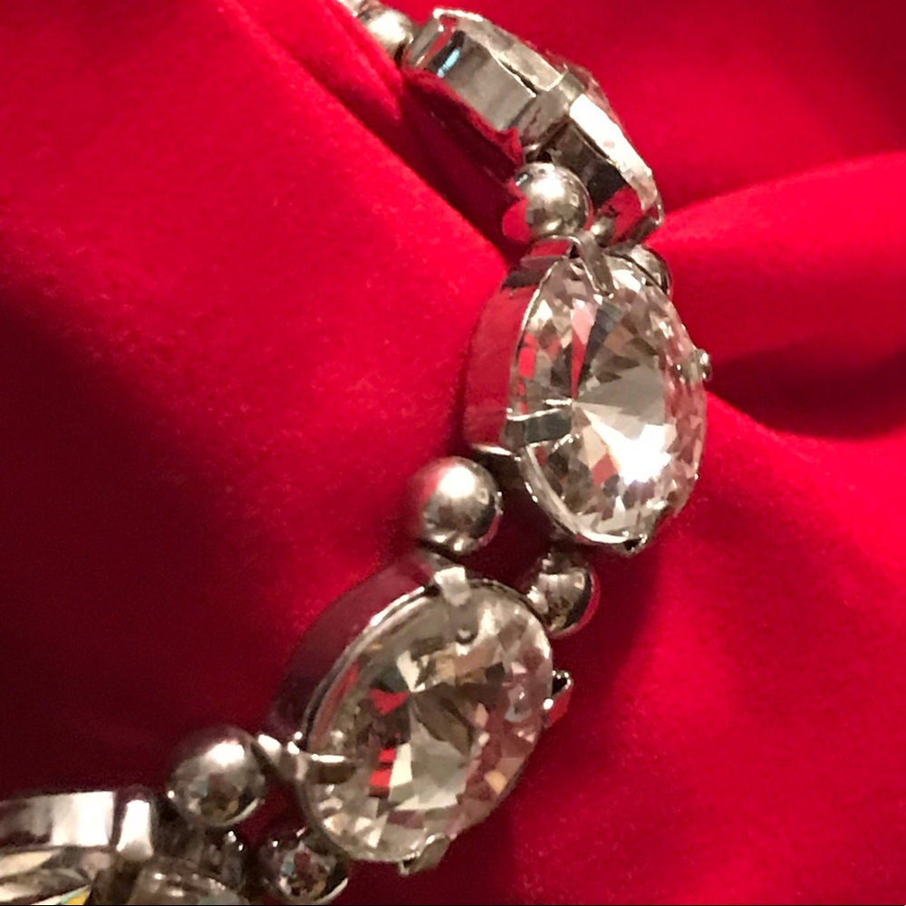 Large Faceted Rhinestone Framed Bead Link Bracelet